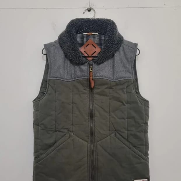 캉골 울 블럭 패딩조끼 카키/남여공용M