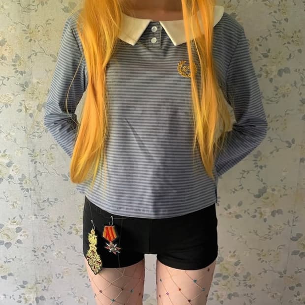샵페어리 피터팬 칼라 스트라이프 티셔츠