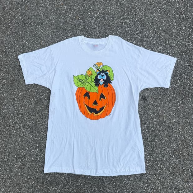 90s 프룻오브더룸 할로윈 화이트 티셔츠 XL