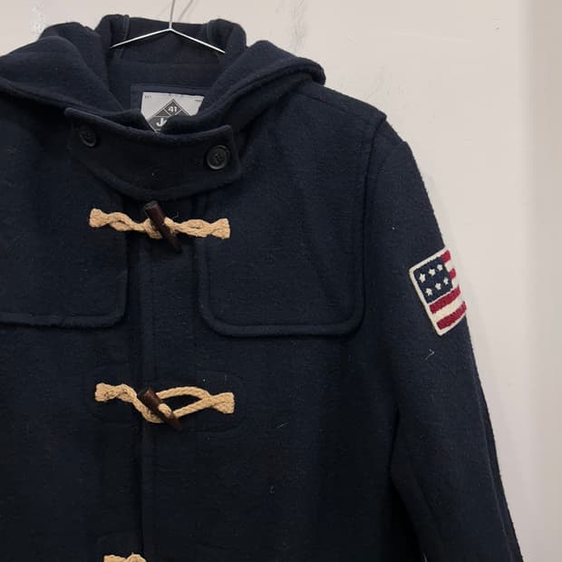 지프 성조기 플리스로고 후드 더플코트