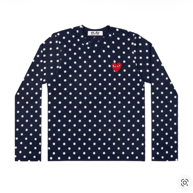 꼼데가르송 폴카 닷 티셔츠 네이비