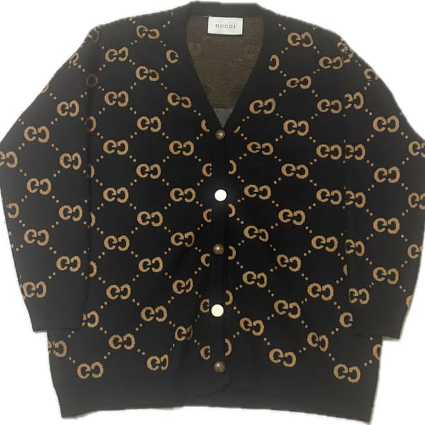구찌 GG패턴 곰돌이 가디건 블랙L