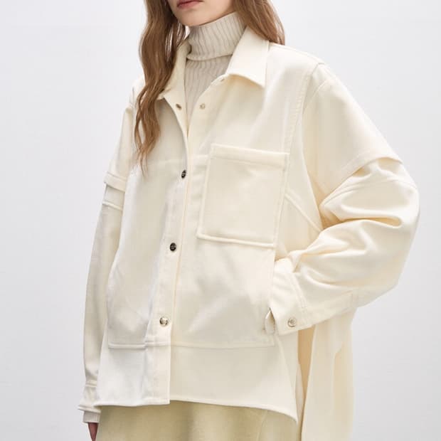 한섬 시스템 2024 오버핏 포켓 디테일  셔츠 자켓 82-94-160