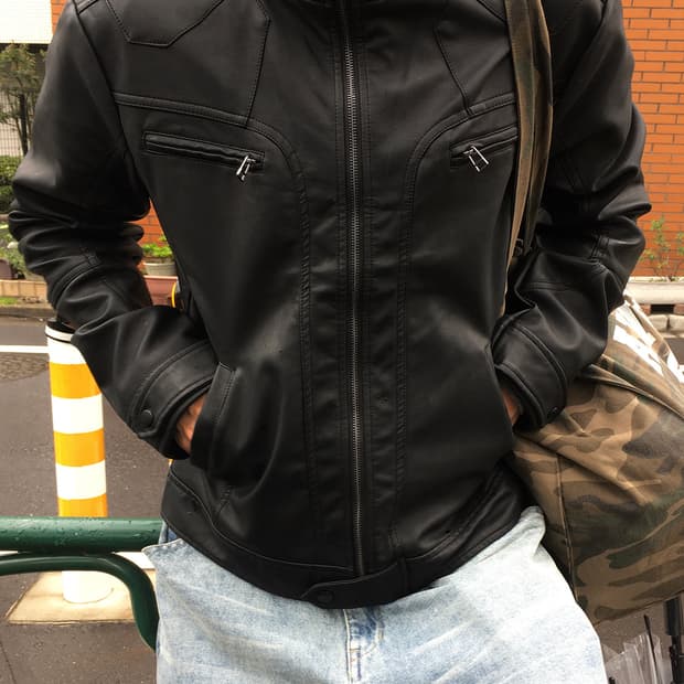 슬림 레이서 레더 자켓