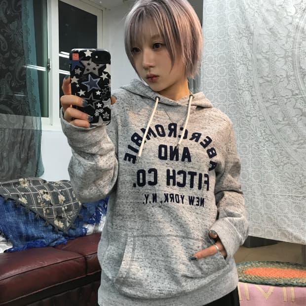 아베크롬비 여성 빅로고 자수 후드티 