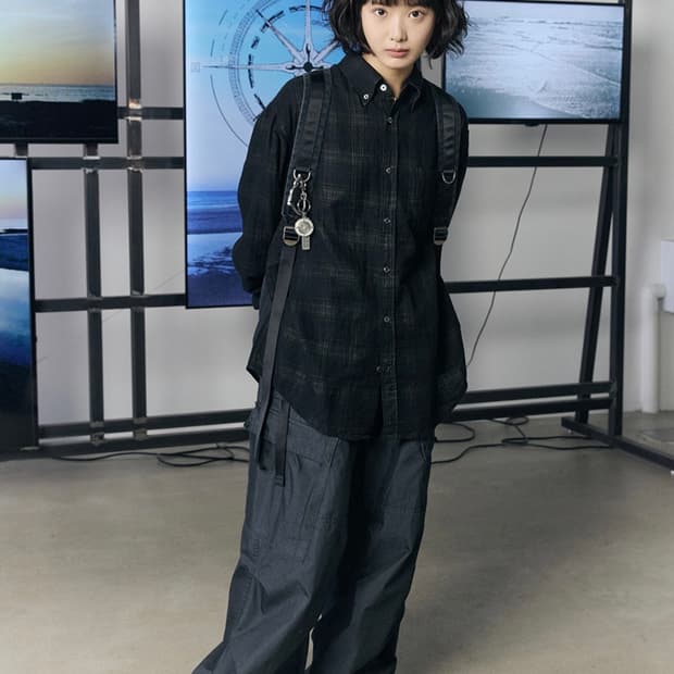 해칭룸x한로로 콜라보 체크 셔츠 (블랙&그린, 4)