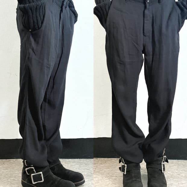 요지야마모토 와이즈 레이온 드레이프 와이드 트라우져