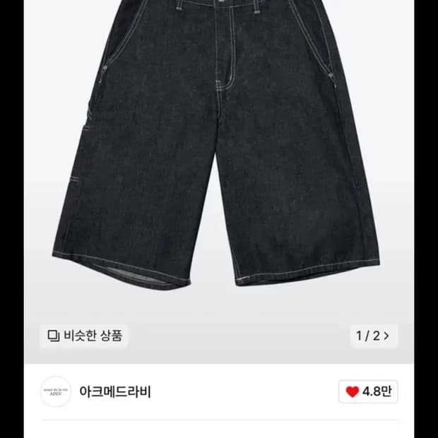 WIDE SHORT DENIM PANTS DARK BLUE