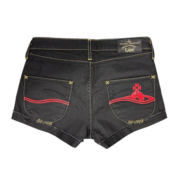 비비안웨스트우드 앵글로매니아 × Lee 오브 자수 블랙 데님 숏팬츠