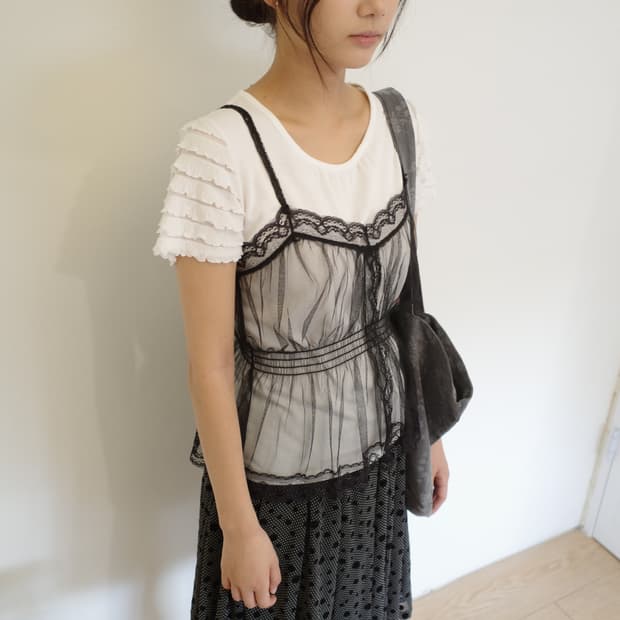 see-through lace sleeveless