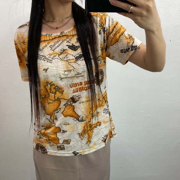 지도 프린팅 반팔티셔츠