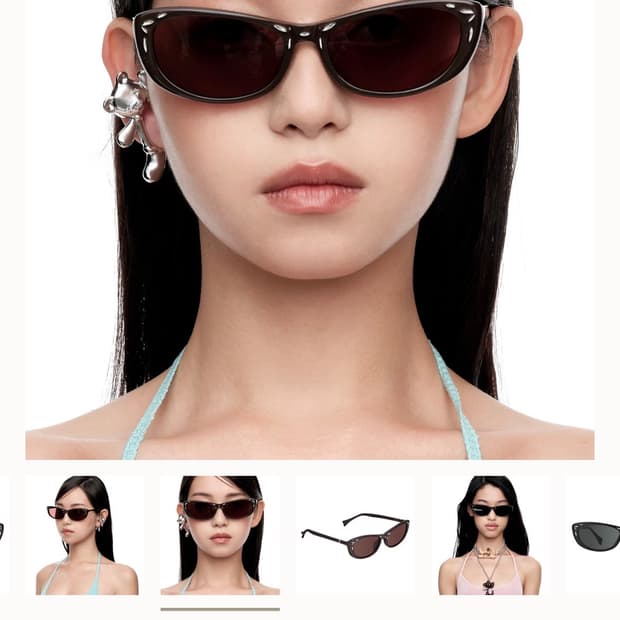 위민 Ripple 메탈 인레이드 선글라스 브라운컬러