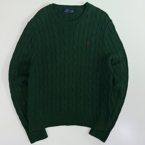 Polo 폴로 랄프로렌 신형 딥그린 케이블 라운드 니트