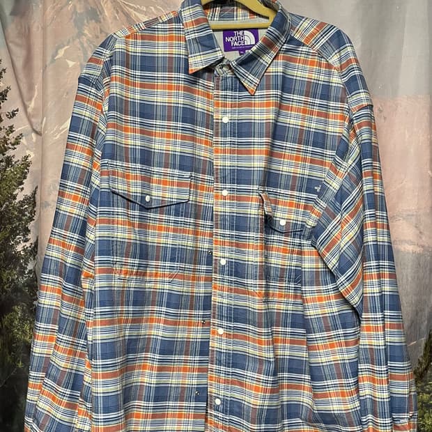 노스페이스 퍼플라벨 빅 OX 마드라스셔츠 XL