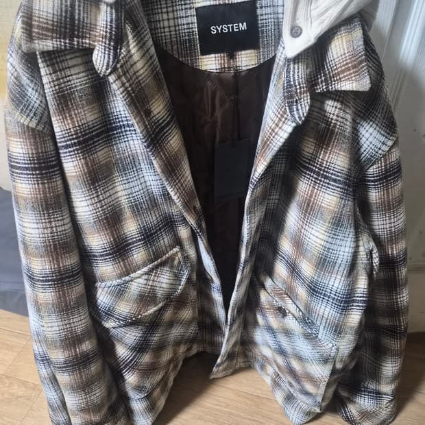 시스템옴므 체크 후드 자켓 100사이즈