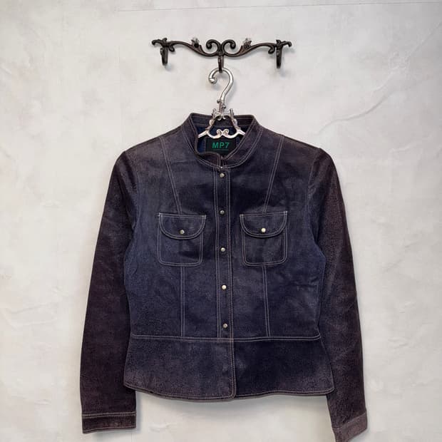 Deep purple silk suede button jacket