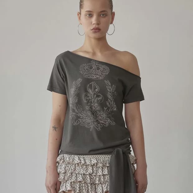 스컬프터 Chateau Shithole Tie Tee Charcoal