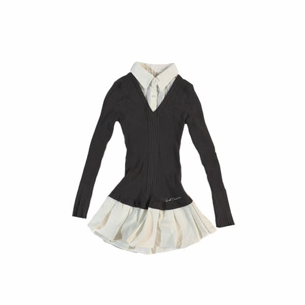 프리피 카라 셔츠 니트 원피스