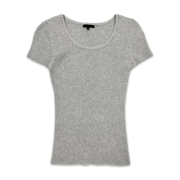 빈티지 FRAGILE 그레이 반팔 니트