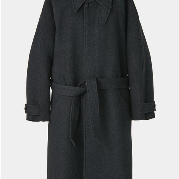 쿠어 오버사이즈 클래식 발마칸 코트 (멜란지차콜)