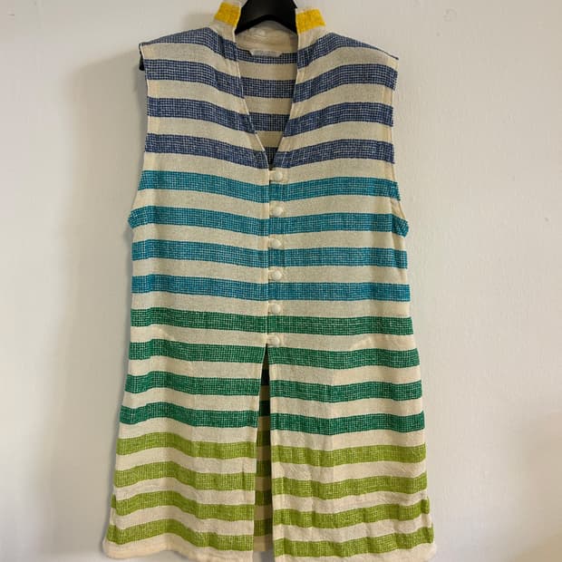 안니키에 카르비넨 노르딕 핸드메이드 스트라이프 드레스 가디건 L(W)