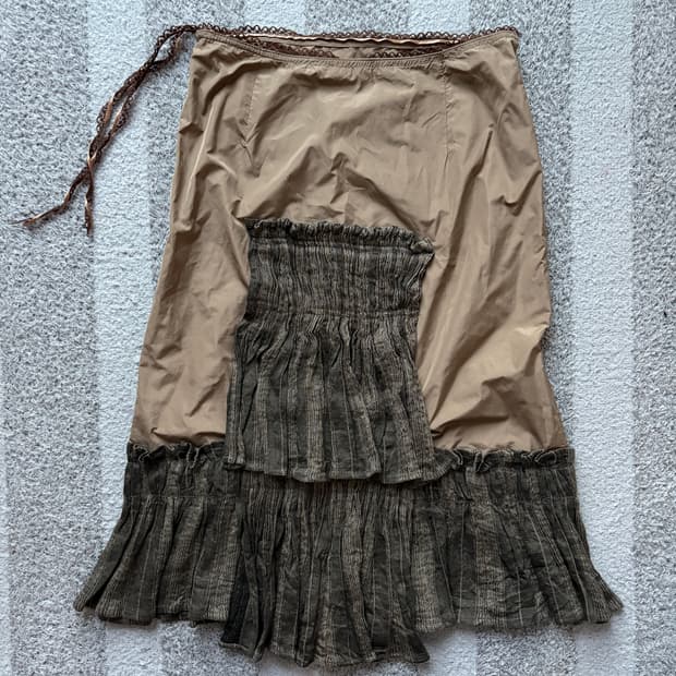 빈티지 스모킹 티어드 스커트