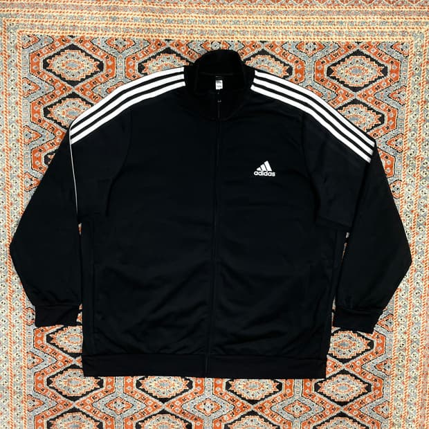 아디다스 삼각로고 블랙 기모 집업져지 자켓 남성4XL
