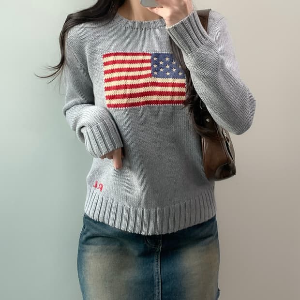 폴로 성조기 니트