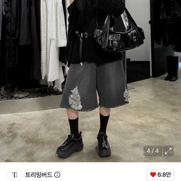 트리밍버드 Distressed Square Denim Shorts 