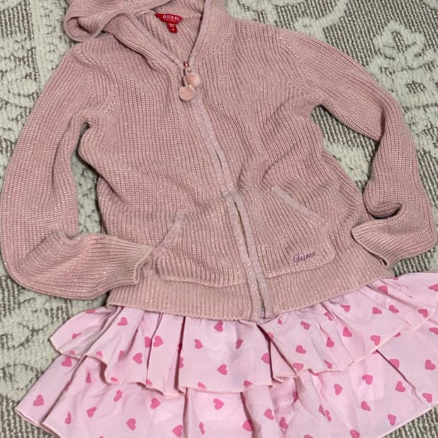 히메카지 게스 핑크 코디셋 너드 니혼진 후드집업 코디