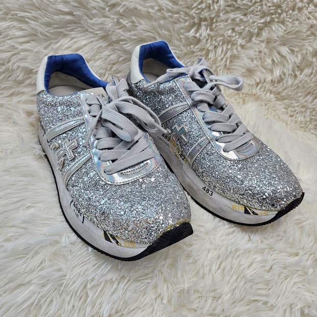 프리미아타 여성 실버 글리터 스니커즈 38