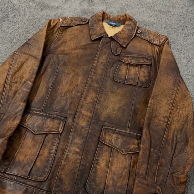 [정품/L] 폴로랄프로렌 빈티지 소가죽 레더 필드 자켓