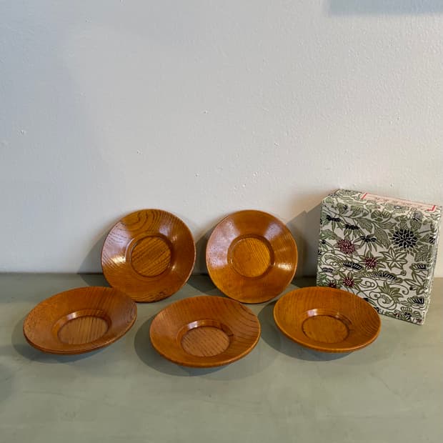 빈티지 일본 나무 종지 세트