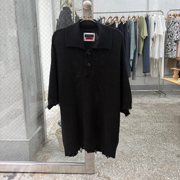 MAISON SPECIAL Damage Mesh Knit Polo