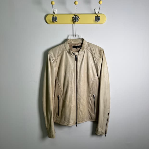VAROSH 아이보리 양가죽 라이더 자켓 L
