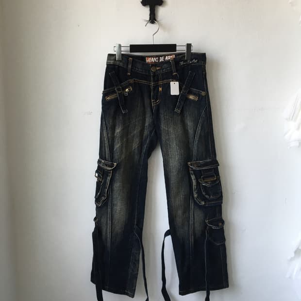 Cago pocket belted denim pants