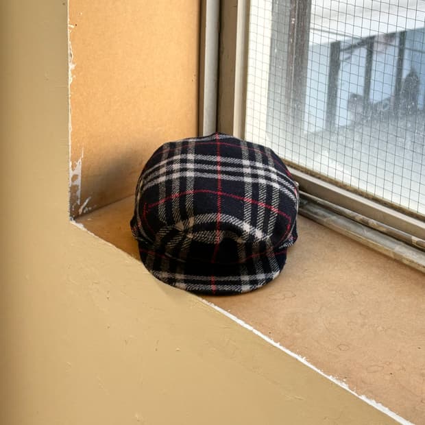 버버리 울 체크 헌팅캡