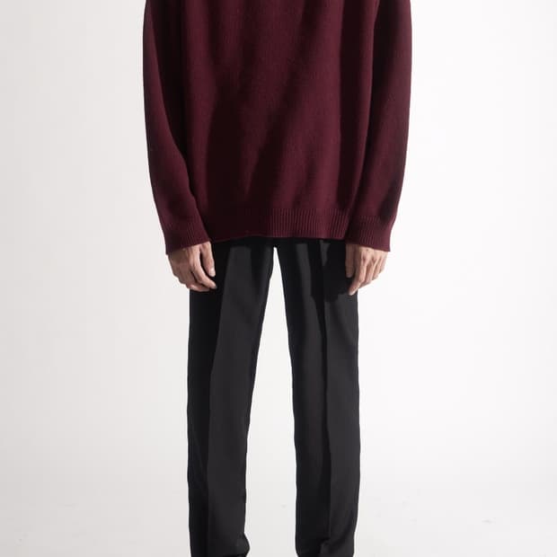 엘무드 프리미엄 브이넥 오버 니트 버건디 M