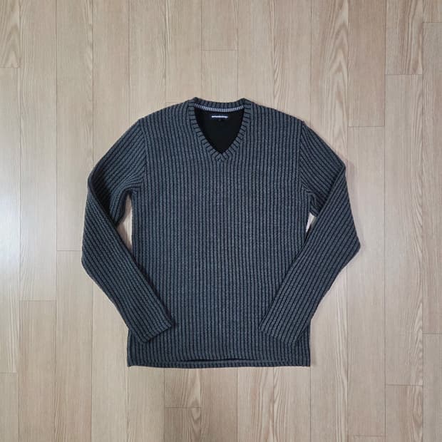 semantic design 그레이 짜임 브이넥 니트