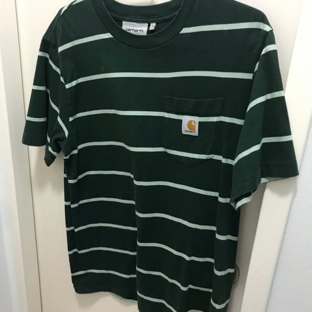 칼하트 그린 스트라이프 반팔 S