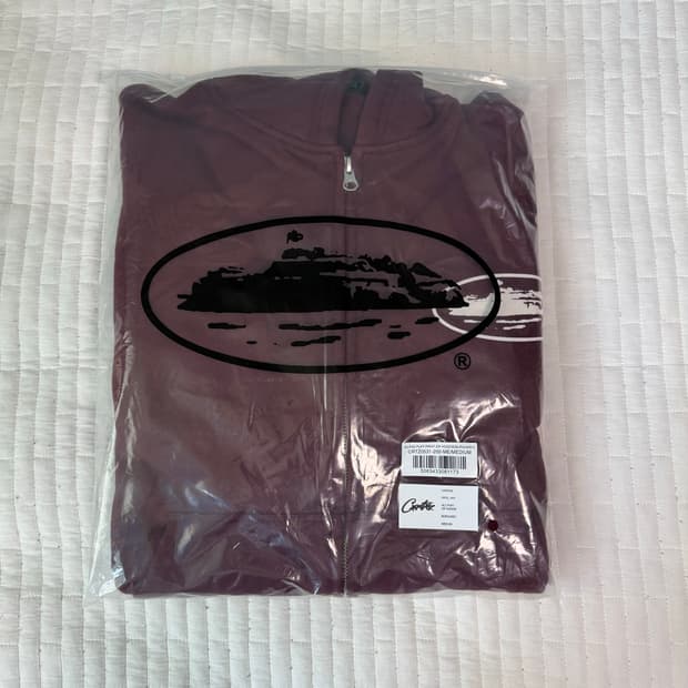 (새상품) 코르테이즈 버건디 아일랜드 로고 후드집업 M