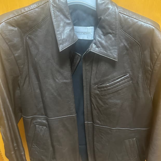 해칭룸 볼륨 스티치 브라운 레더자켓