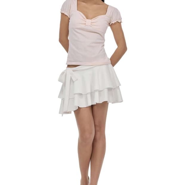 클리시어 로맨스 보우 스커트 romance bow skirt 화이트