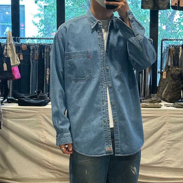 L) 리바이스 투포켓 워크 데님 셔츠 자켓 T버튼 타입