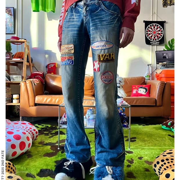 90-00s VAROSH Multi Patch BootsCut Jeans