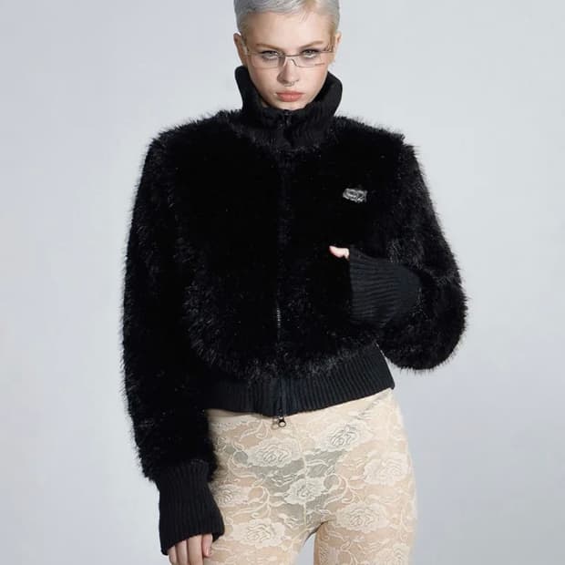 스컬프터 퍼 집업 자켓 블랙 xs