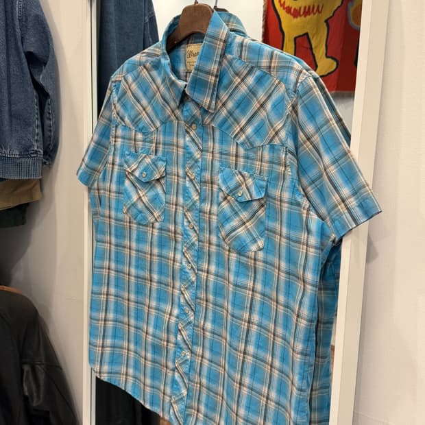 Wrangler 랭글러 웨스턴 체크 반팔 셔츠
