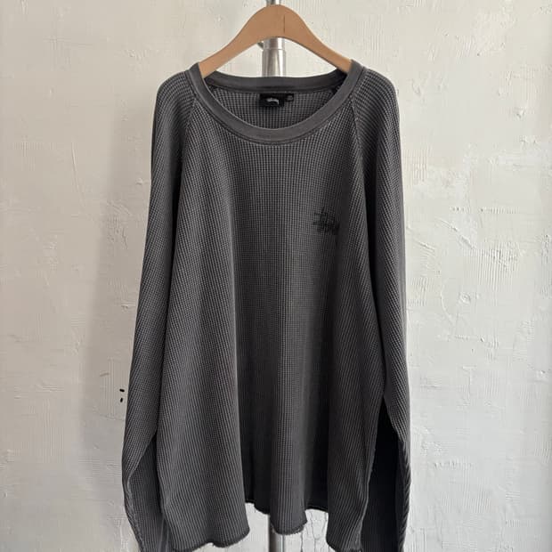 Stussy 스투시 레글런 써멀 차콜 와플 롱슬리브