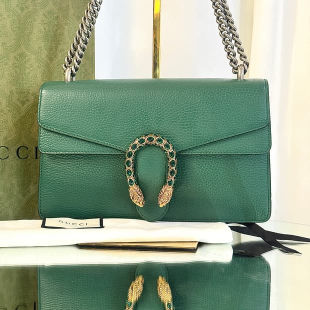 [정품] 구찌 디오니서스 그린 레더 스몰 숄더백 400249