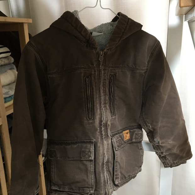 칼하트 키즈/우먼 빈티지 후드 집업 브라운